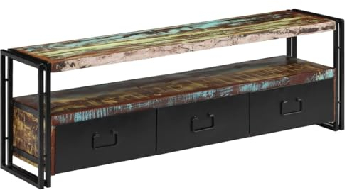 ARKEM TV-Schrank Altholz Massiv 120 x 30 x 40 cm Fernsehertisch Sideboard Wohnzimmer Tv