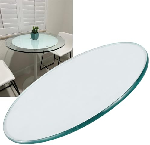 whalebee Glasscheibe Tischplatte, Hartglas Für Runder Tisch 48 55 60 95 90cm Runde Tischplatte Glasscheibe Stärke 7mm TransparentGlas Scheibe, Kanten Glätten Glasplatte Tisch Für Runder Esstisch