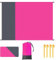 Picknickdecke 200x140 cm,Strandmatte faltbar,Sandfreie stranddecke,Picknickdecke klein Wasserdicht mit Dreieckigen Sandsäcken,4 Heringe,Picknick Decke Outdoor für Picknick,Strand, Camping (Hot Pink)