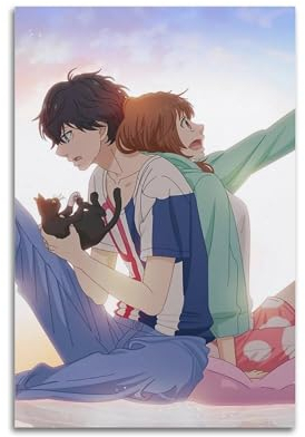Ästhetisches Anime-Poster Ao Haru Ride Blue Spring Ride, lustiges Leinwandposter, Wandkunst, Dekor, Wohnzimmer, Schlafzimmer, Dekoration, Poster, 40 x 60 cm, ungerahmter Stil