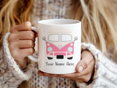 Personalised Campervan 12oz Mug - Travel & Adventure - Gift for Him or Her - Motorhome Mug, Add Name and Text - Unique Custom Gift