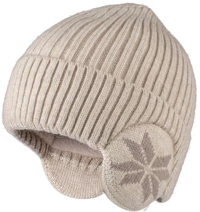 Bonnet Hiver Tricoté avec Cache-Oreilles Bonnet Unisexe Chaud Doublé en Polaire Chapeaux Hiver Hommes Femmes avec Oreillette pour Vélo Moto Ski Camping Sport