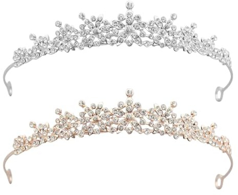 Confezione Da 2 Fasce Per Capelli A Corona, Diademi Con Strass Lucenti, Accessori Per Capelli Squisiti Per Ragazze, Decorazione Per Fascia Da Sposa, Accessori Per Capelli