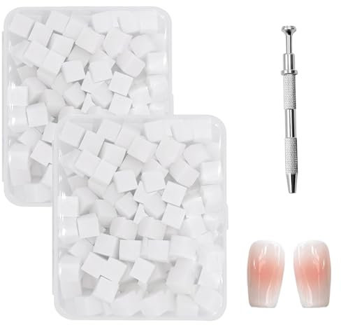 iCovalescent 200 Esponjas para Decoración de Uñas, Herramientas de Renderizado con Pinza, Cepillo de Esponja, para Diseño Degradado de Arte de Uñas(Blanco)