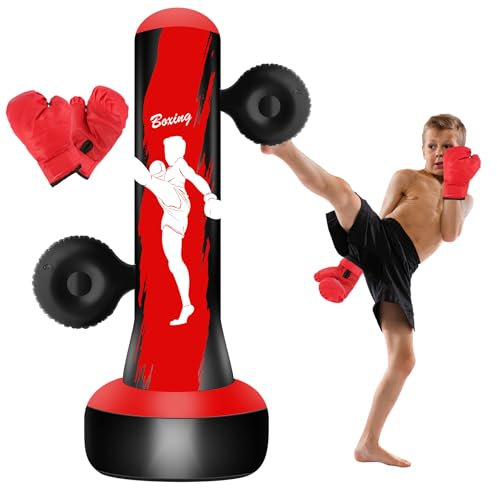 Sac de Frappe Gonflable pour Enfants, 160 cm, Plus Grand, Stable, pour pratiquer Le Taekwondo, Le karaté, Le MMA, Cadeaux pour garçons et Filles de 3 à 12 Ans