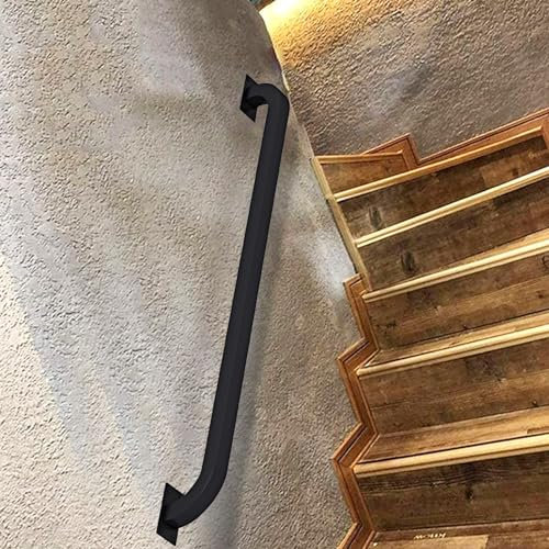 Pasamanos De Metal De Hierro Forjado, Pasamanos Moderno para Escaleras, Tubo Cuadrado Negro Industrial (2.6ft/80cm)