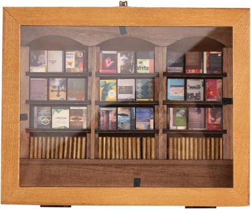 YoyoMeta Anxietys Relief Bookshelf Anxiety Bookshelf Shake Away Your Bookshelf Decoration Book Display Book Shelf for Book Lovers Ornaments Miniature Book（Bookshelf + Mini Books）