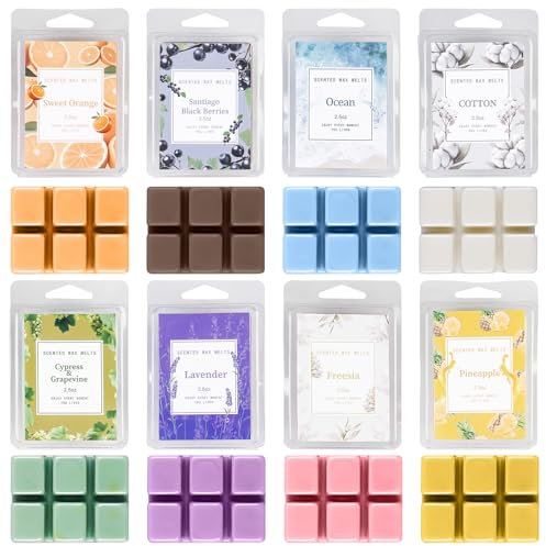 Herbst Duftwachs für Duftlampe, 8 Düfte Natürliches Wax Melts Sojawachs Schmilzt Duftwachswürfel für Raumdüfte, Sojawachs Raumduft Duftkerze, Damen Düfte Geschenk Set für Halloween Weihnachten (A)