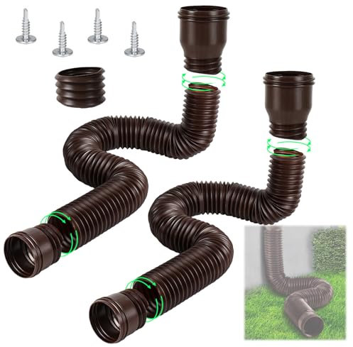 Bocguy Prolunga Flessibile per Grondaia, Set di Prolunghe Rotonde per Tubo di Scarico da 80/100 mm, Set di Prolunghe per Tubo Pluviale, Estensione da 47 a 150 cm