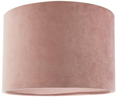 Modern Soft Velvet Blush Pink Fabric Round 30cm Drum Lamp Shade | for Lounge Bedroom Dining Room etc | Inner Cotton Lining by Happy Homewares