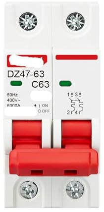 Disjoncteur 2P AC MCB type C, protection contre les surcharges, court-circuit, petit appareillage domestique, interrupteur principal 230/400 V, 1 pièce(60A)