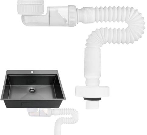 Flexible Siphon Lavabo 1 1/4 Tuyau De Vidange RemplaçAble Tuyau De Vidange Pour Siphon Pour Salle De Bain Et La Cuisine, Extensible 380-930 Mm - Blanc