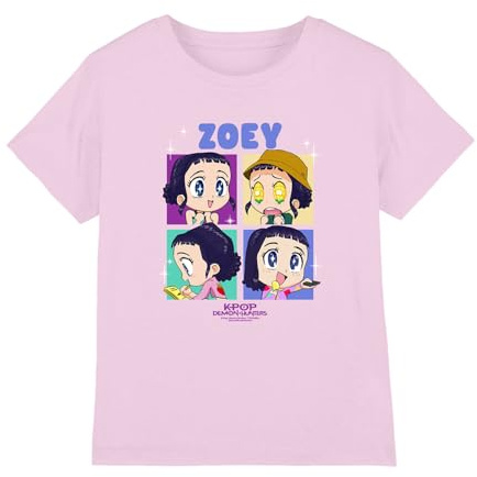 Kpop Demon Hunters Unisex Kids Kpop Demon Hunters - Huntrix Zoey Chibi Boes Kids T Shirt T-Shirt (Pack of 1)