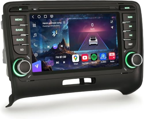 Erisin 7 8GB+128GB Android 16 Car Stereo GPS Sat Nav for Audi TT MK2 8J | Qualcomm 8-Core Head Unit IPS Touch Screen Supports Bluetooth Wireless CarPlay Android Auto DSP DAB+ WiFi 4G USB DVR Canbus