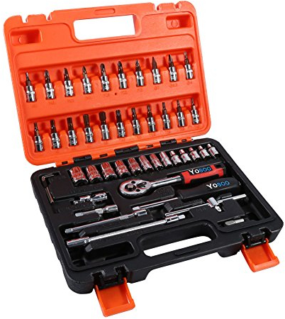 46tlg Coffret à douilles 1/4 Jeu de clés à cliquet et douilles Noix avec étui
