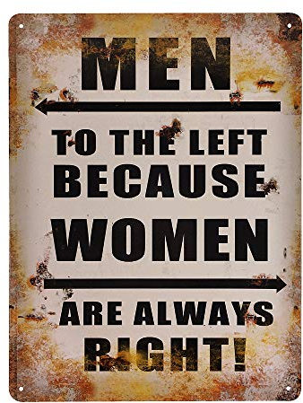 zeitzone Toilettenschild Men to The Left - Women Are Always Right Vintage 25x33cm
