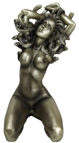 Ebros Griechische Mythologie kniende nackte Göttin Medusa mit Schlangenhaar, Statue 15,2 cm hoch, Versuchung der Dämonischen Gorgon, Gottheit, Medusa, Gorgonische Schwestern Figur