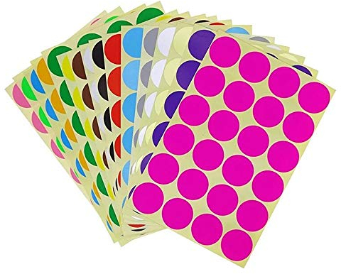 Selbstklebende Aufkleber, rund, 16 Blatt, 16 mm, farbig, Codierung, Etiketten für Büro, Schule, Kalender, Kartenaufkleber