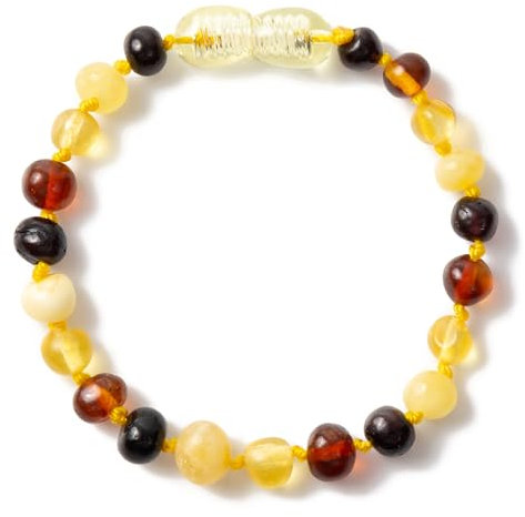 ZHAOXIA Ambre Bracelet/Cheville(Unisex)(Multicolor) - 18cm - 100% Plus Haute Qualite Certifie l'Ambre la Baltique Authentique Bracelet