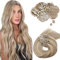 Moresoo Microring Extensions Echthaar 50 cm Hellbraun mit Platinblond Haar Extensions Seidenglatt Für Jede Tätigkeit Microring Haarverlängerungen 50G 50Stränge #9A/60 20 Zoll