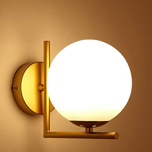 Mengjay Moderne Wandleuchte LED Kugel Wandlampe Spiegellampe Glaskugel LED Wandleuchten Modern wandleuchte innen Metall Edelstahl Halterung,wandleuchten wohnzimmer, Schlafzimmer, Gang (B)