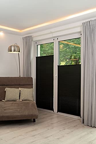 Khome Klemmfix-Plissee, Polyester, Schwarz, 95 x 210 cm