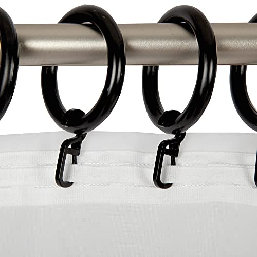 Bestlivings Gardinenringe (Ø40mm) mit Faltenleghaken im 20er Pack, ideal für Gardinenstangen bis Ø28mm (Schwarz), für Vorhänge und Gardinen - Ringe mit Faltenhaken