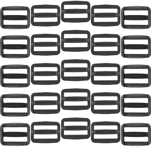 Ruidee 50 Pezzi Fibbie Passanti in Plastica 25MM Doppia Entrata Fibbia a Scelta Chiusura Fibbie per Borse Fibbia a Scatto a Scorrimento Laterale per Zaino Fibbia da Cintura (RK/25mm)