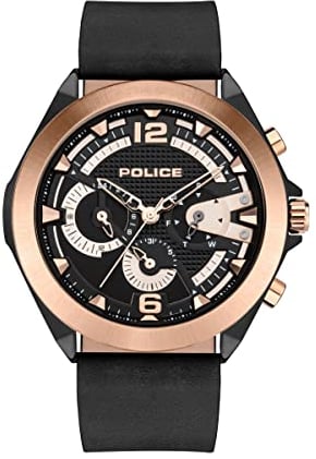 Police Herren. Analog Quarz Uhr mit Leder Armband PEWJF2108740