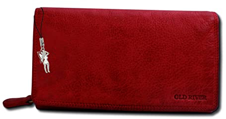 Old River Kellnerbörse Portemonnaie Geldbörse rot Leder 19x4,5x11,5cm OPD410R Leder Portemonnaie