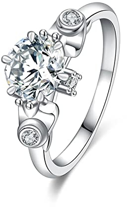 Musihy Wedding Ring, Eheringe 3 Steine Zirkonring Zirkonia Weiß Ringgröße 52 Mama Geschenk