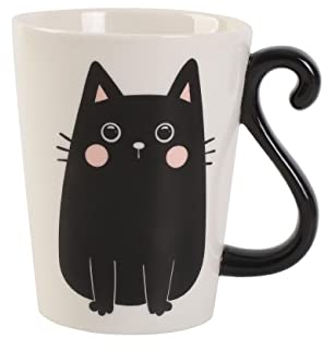 I-TOTAL® - Taza de cerámica con forma de gato, taza para té y café, 11,5 x 10 x 8,5 cm, de cerámica negra