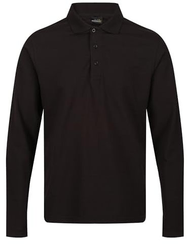 Regatta Professional Mens Pro 65/35 Classic Long Sleeve Polo Shirt - Perfect for Workwear or Casual Black