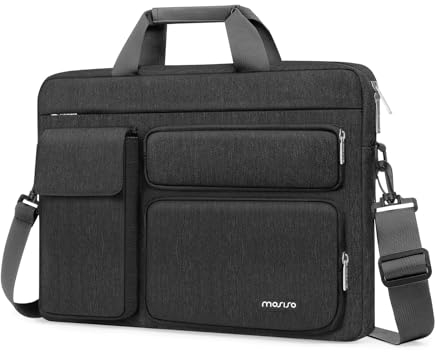MOSISO Sacoche Ordinateur Portable 16 Pouces,Compatible avec MacBook Air 15 M4 M3 M2/Pro 16 M4 M3 M2 M1,15-15,6 Notebook avec 2 Surélevé&1 Rabat&1 Poche Horizontale&Poignée&Ceinture,Gris Ardoise