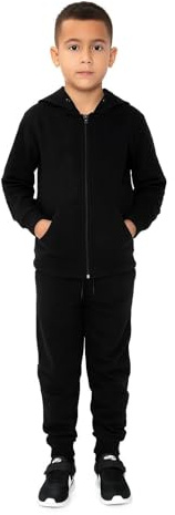 True Face Kids Tracksuit Full Set Fleece Sweatshirt Plain Trouser Joggers Bottoms Casual Sportswear Jogging Pullover Top Black 13-14 Years