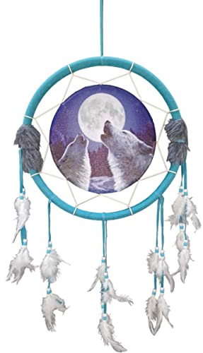 Isideco Western Traumfänger türkis mit heulenden Wölfen