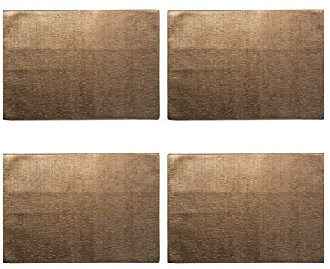 Set di 4 tovagliette rettangolari, tappetini decorativi per soggiorno da giardino sottobicchieri sottopiatto tovagliette all'americana in PU a doppia faccia facili da pulire (oro 45 * 30 cm)