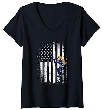 Feuerwehrmann-Flagge-Gang USA-Kleid T-Shirt mit V-Ausschnitt