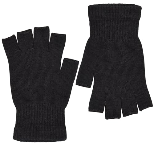 Moseem Fingerlose Handschuhe Unisex 2 Paar, Warme Winter-Handschuhe Fingerlos,Halbfinger Handschuhe Fingerhandschuhe ohne Fingerkuppen für Kinder und Erwachsene(Schwarz&Schwarz)