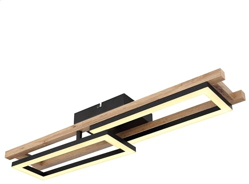 INNOVATE LED Deckenleuchte Holz | LED Panel Deckenleuchte 3000K | Wohnzimmerlampe Holz drehbar | moderne Deckenleuchten | Deckenlampe Holzoptik | Light Panels ceiling | Deckenlampe schwarz Metall