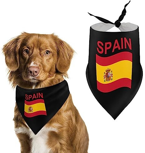 Bandanas para Perros con Bandera de España, Baberos Triangulares para Perros, Bufanda Linda para Mascotas, pañuelo para Mascotas pequeñas, Medianas y Grandes