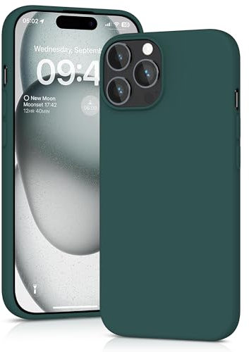 YATWIN Silicone Case for iPhone 15 Pro, Soft-Touch, Shockproof, DustProof, Antiskid Full Body Armour Phone Cover for Apple iPhone 15 Pro - Dark Green