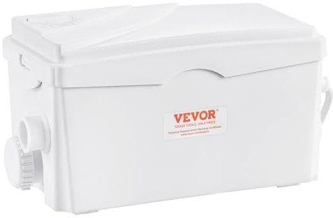 VEVOR Bomba maceradora de 350 W para inodoro macerador, bomba maceradora de flujo de 6000 l/h, taza de inodoro de cabeza de 7 m, tanque de inodoro con 3 entradas de agua para cocina, baño