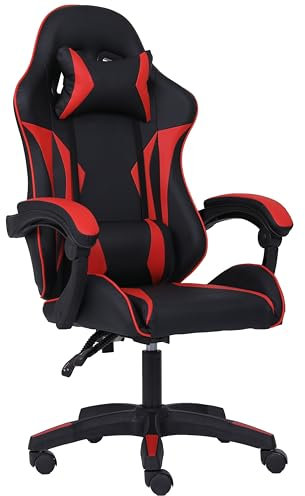 Millhouse Sport Desk Chair, Adjustable Office Gaming Racing Chair with Lumbar and Head Pillow - X3577 - Red