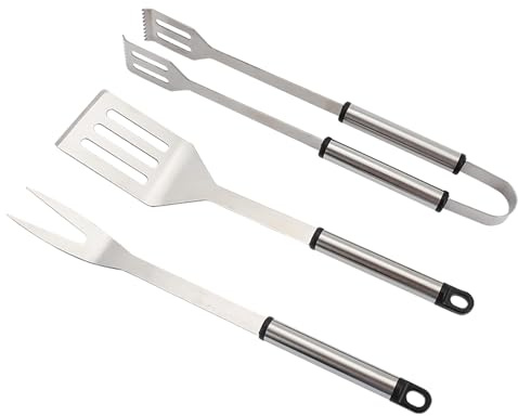 Master Grill&Party MG115 Grillbesteck-Set mit Gabel, Schaufel und Zange, Edelstahl, Grillzubehör 36cm