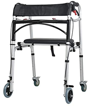 4-Räder-Walker-Rollator, zusammenklappbare Gehhilfe, leichter Rollator für ältere Menschen