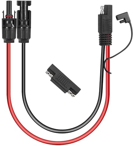QIMEI-SHOP SAE Stecker Kabel 10AWG Solarstecker auf SAE Solarpanel Verlängerungskabel 45cm mit SAE Umkehr-Adapter für Solarmodul im Wohnmobil