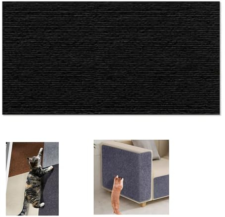Symeton (Schwarz, 40x200cm) Selbstklebende kratzmatte Katzen, Kratzbretter Katze Wand, Anpassbar. Ideal für kratzteppich Katzen, Katzenkratzbretter, Kratzwand.