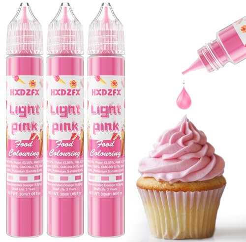 Black Food Colouring - 30ml×3 Bottles Concentrated Food Colouring Liquid for Baking, Cake Decorating, Candy, Macaron, Icing and Cooking (Light Pink, 3 Bottles x 30ml)