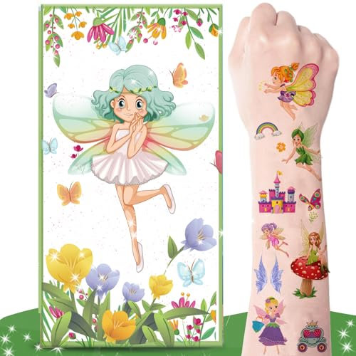 zycBernoi Gartenfee und Schmetterling Tattoo Kinder, 10 Blätter Temporäre Tattoo mit Explosion Geschenkbox, Überraschung für Kinder Tattoos Gastgeschenke, Perfekt für Kindergeburtstag Party Mitgebsel